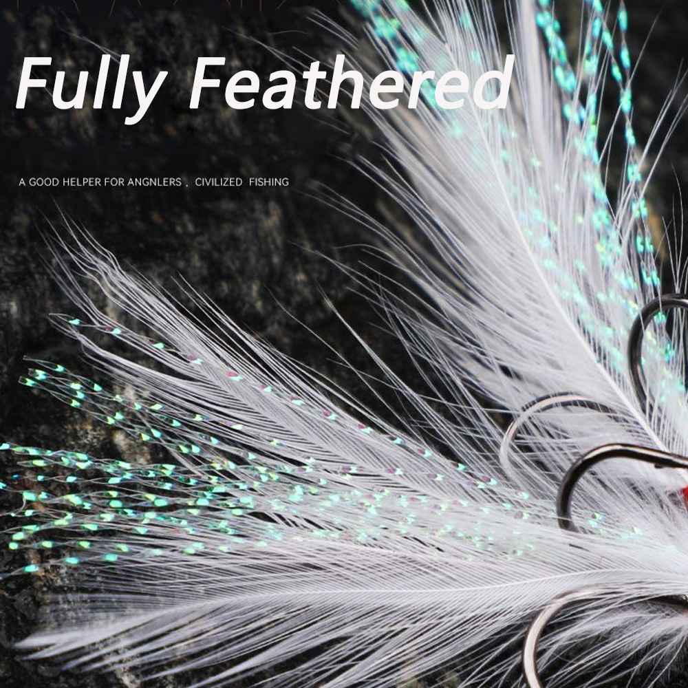 Anzuelos triples de plumas 1 # - Fishing Hook Offset reseña y precio
