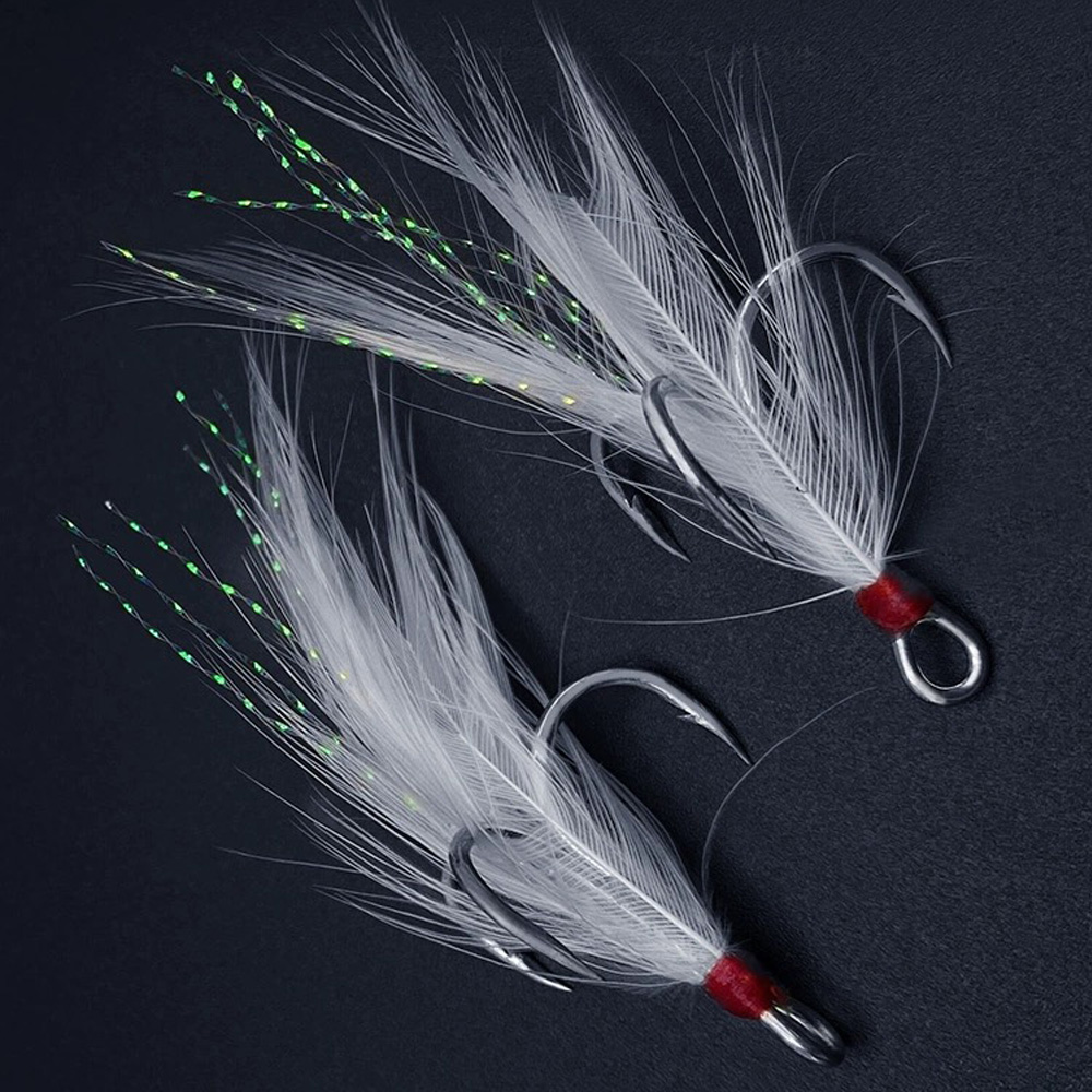 Anzuelos triples de plumas 1 # - Fishing Hook Offset reseña y precio